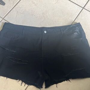 Black Distressed Women's Shorts